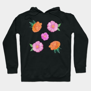 Orange and Pink Hand Painted Watercolour Flowers Pack Hoodie